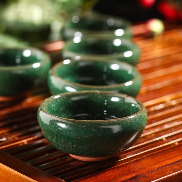 Набор для чайной церемонии керамический «Лунный камень», 7 предметов: чайник 150 мл, 6 пиал 50 мл, цвет - фото 2 - id-p212133646