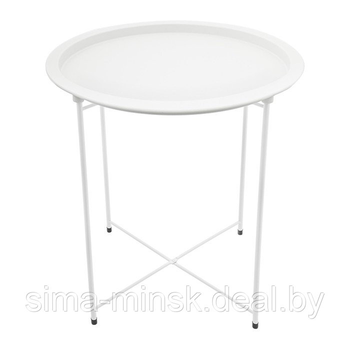 Складной металлический столик-поднос 2 в 1, 470×470×505 мм, цвет белый - фото 5 - id-p212125189