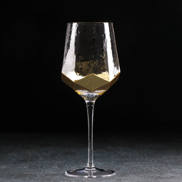 Бокал стеклянный для вина Magistro «Дарио», 500 мл, 7,3×25 см, цвет золотой - фото 2 - id-p212133686
