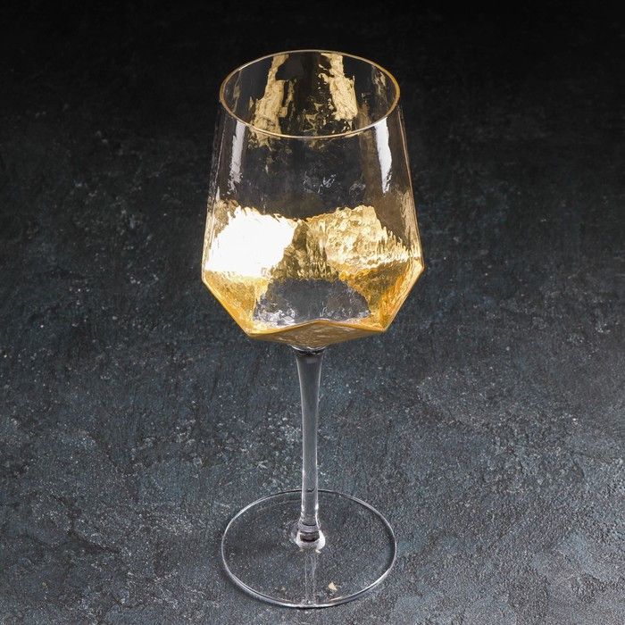 Бокал стеклянный для вина Magistro «Дарио», 500 мл, 7,3×25 см, цвет золотой - фото 3 - id-p212133686