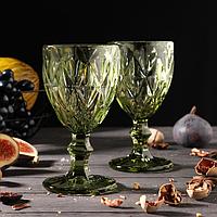 Набор бокалов стеклянных Magistro «Круиз», 250 мл, 8×15,3 см, 2 шт, цвет зелёный