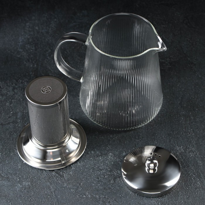 Чайник стеклянный заварочный с металлическим ситом «Грании», 1 л - фото 3 - id-p212134137