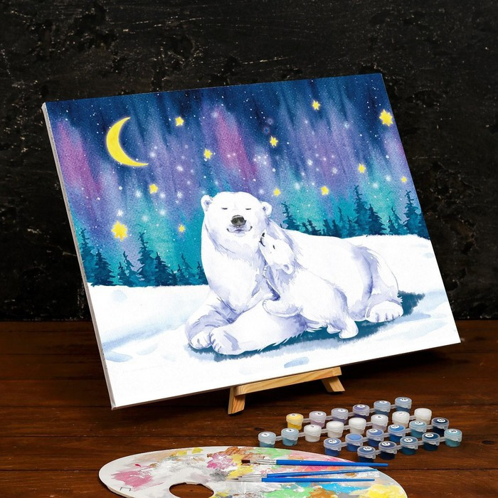 Картина по номерам на холсте с подрамником «Полярные медведи» 40×50 см - фото 2 - id-p212130369