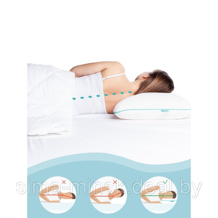 Анатомическая подушка для сна на боку, размер 60х40 см, с эффектом памяти - фото 4 - id-p212135058