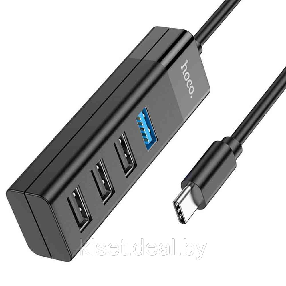 USB-хаб конвертер HOCO HB25 Type-C - USB3.0 / USB2.0*3 черный - фото 1 - id-p212143020