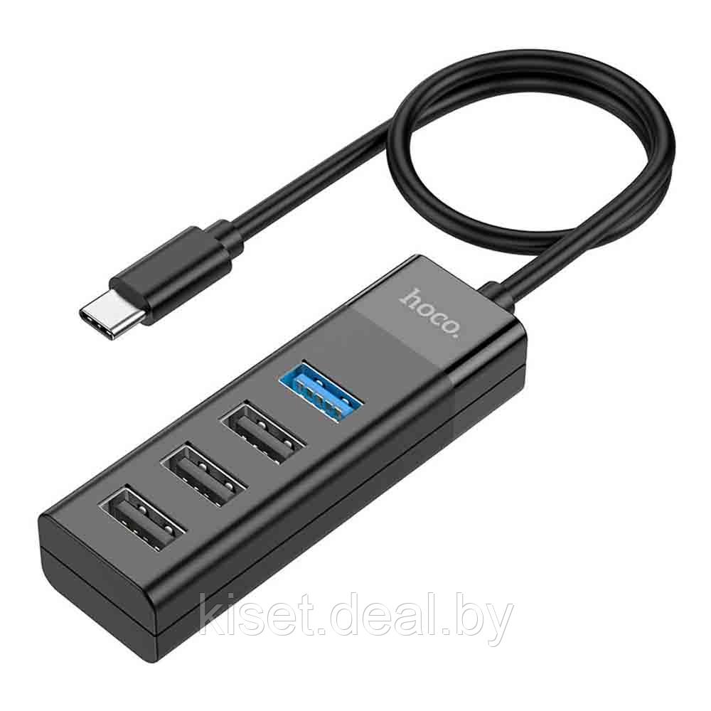 USB-хаб конвертер HOCO HB25 Type-C - USB3.0 / USB2.0*3 черный - фото 2 - id-p212143020
