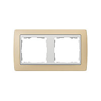 82621-31 Рамка на 2 поста кремового цвета с 
центральной частью белого цвета