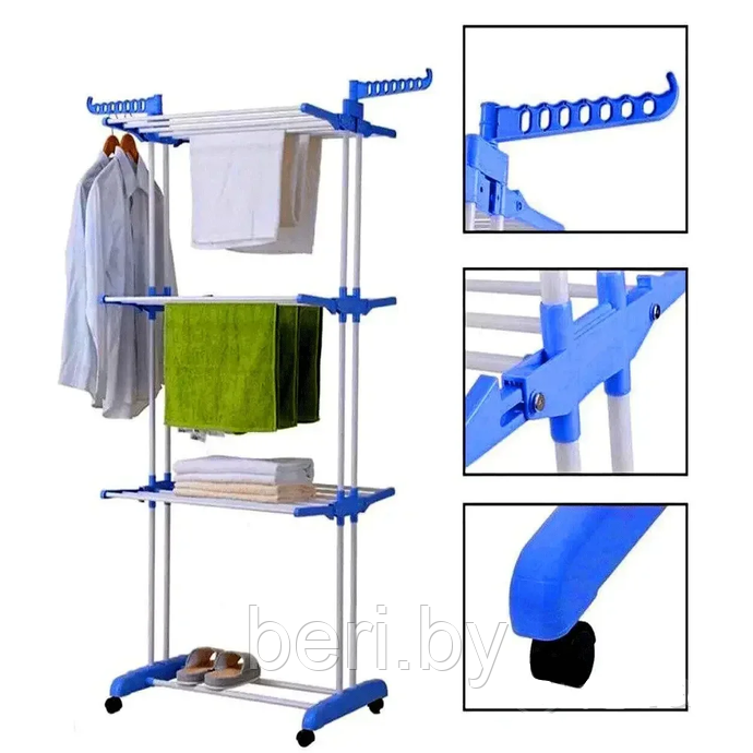 Сушилка многоярусная бельевая сушка Garment Rack With Wheels до 40 кг - фото 2 - id-p212153052