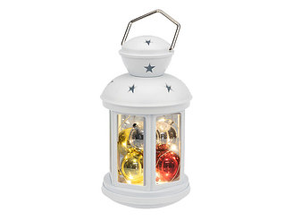Декоративный фонарь с шариками 12х12х20,6 см, белый корпус, теплый белый цвет свечения NEON-NIGHT (Применяется