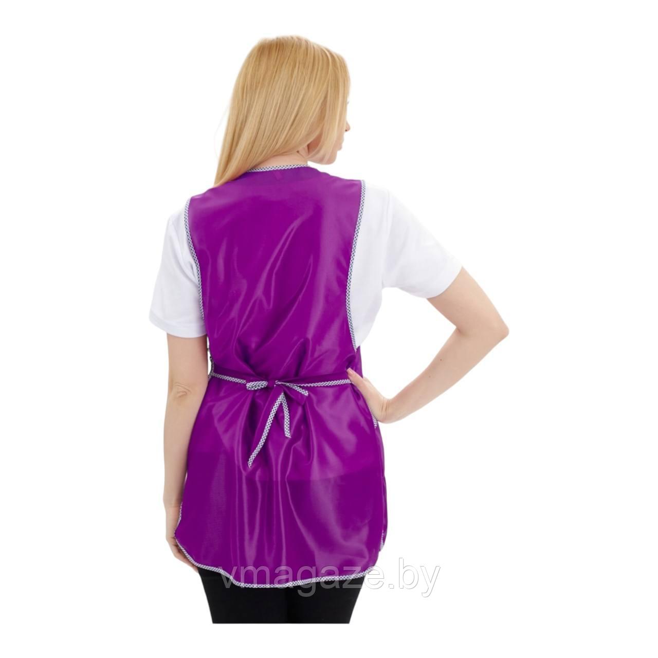 Фартук женский для персонала (с отделкой, цвет фиолетовый) - фото 4 - id-p212153344