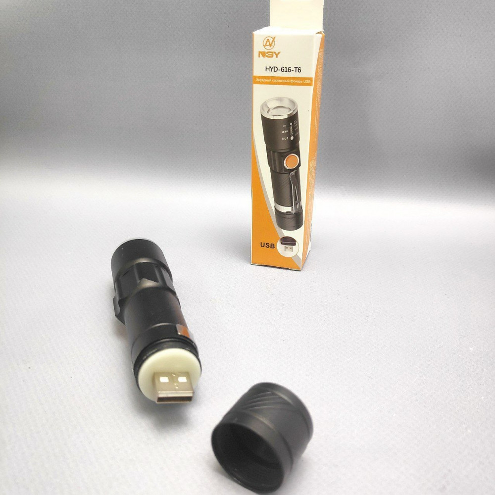 Светодиодный фонарь YYC-616-T6 с встроенным литиевым аккумулятором / USB-зарядка, ZOOM увеличение свечения / 3 - фото 7 - id-p204652657