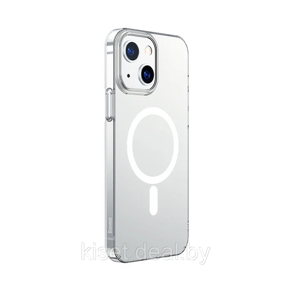 Пластиковый чехол Baseus ARJT000002 для iPhone 13 с MagSafe прозрачный + защитное стекло на экран - фото 1 - id-p212158004