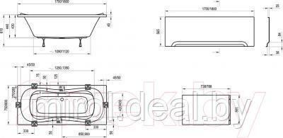 Ванна акриловая Ravak Campanula II 170x75 - фото 2 - id-p212158281