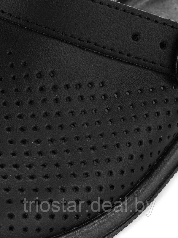 Сабо кожаные чёрные мужские с ремешком - фото 4 - id-p164046418