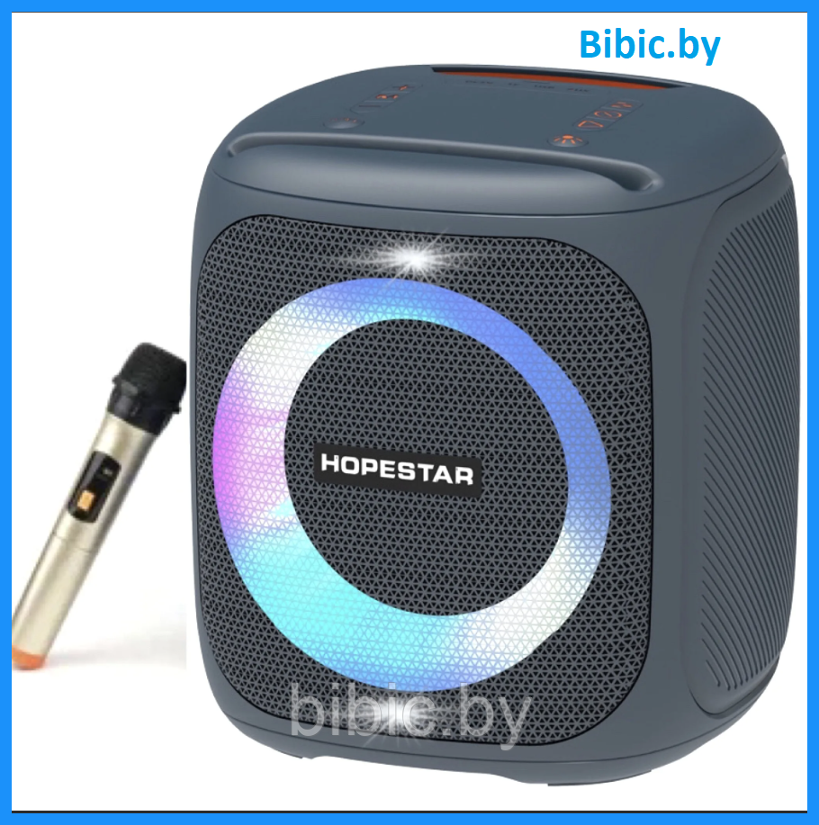 Портативная колонка Hopestar party 100, беспроводная акустическая bluetooth система, беспроводной микрофон