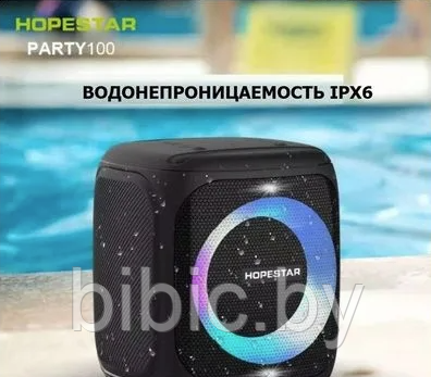 Портативная колонка Hopestar party 100, беспроводная акустическая bluetooth система, беспроводной микрофон - фото 7 - id-p212190661