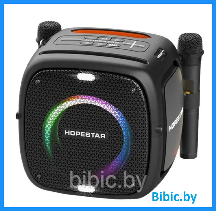 Портативная колонка Hopestar PARTY ONE, беспроводная акустическая bluetooth система, 2 беспроводных микрофона - фото 1 - id-p212203154