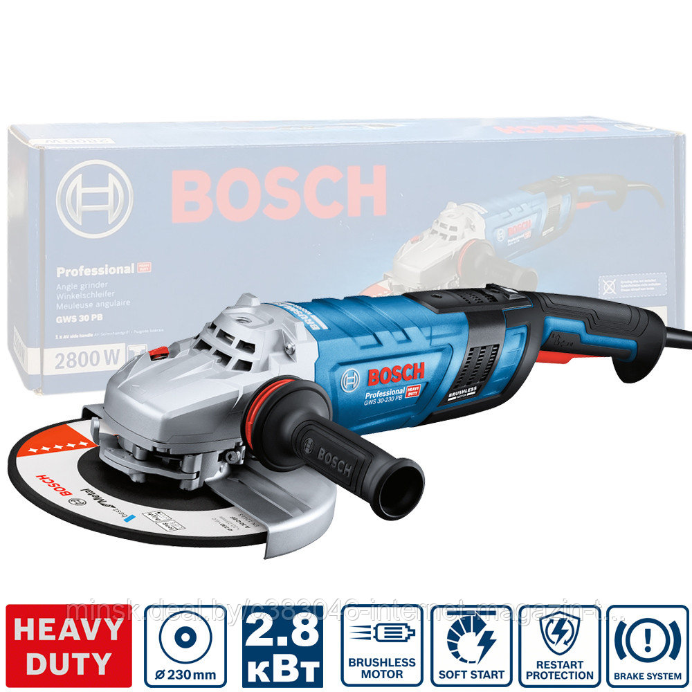 Угловая шлифмашина GWS 30-230 PB Professional BOSCH (06018G1100) - фото 1 - id-p212071009