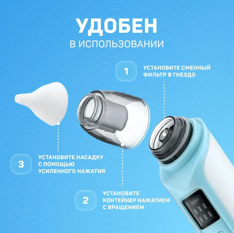 Аспиратор назальный для детей Children s nasal aspirator ZLY-018 (6 режимов работы) - фото 7 - id-p212251898