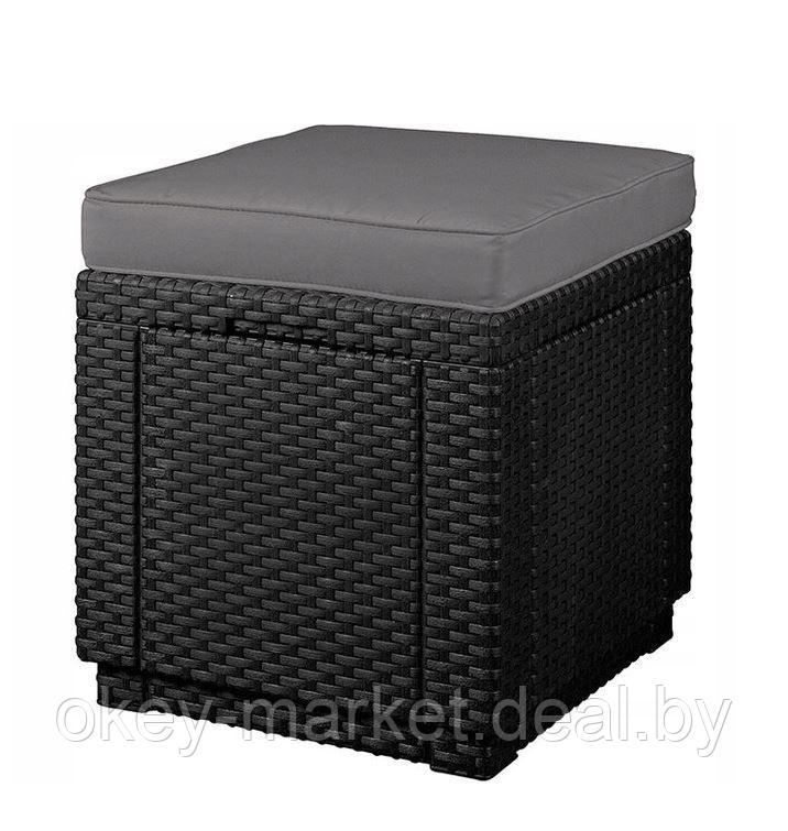 Пуфик с подушкой Keter Cube, 42 x 42 x 39 см, Grafit - фото 1 - id-p212271716