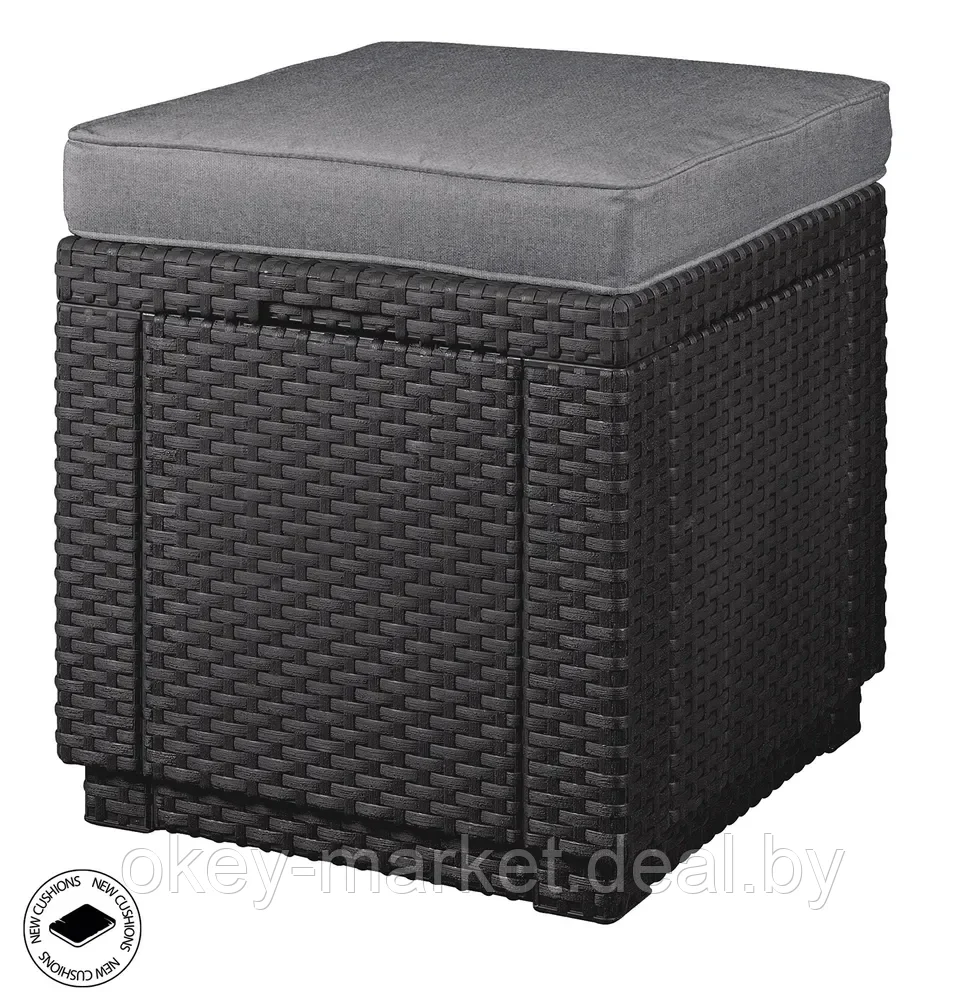 Пуфик с подушкой Keter Cube, 42 x 42 x 39 см, Grafit - фото 7 - id-p212271716