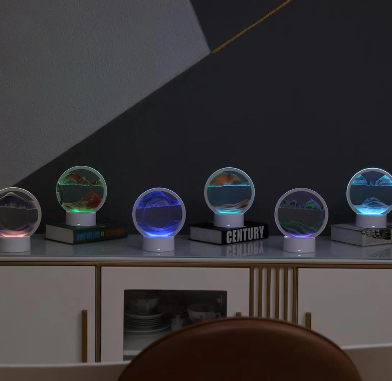 Лампа- ночник Зыбучий песок с 3D эффектом Desk Lamp (RGB -подсветка, 7 цветов) / Песочная картина - лампа - фото 3 - id-p212276692