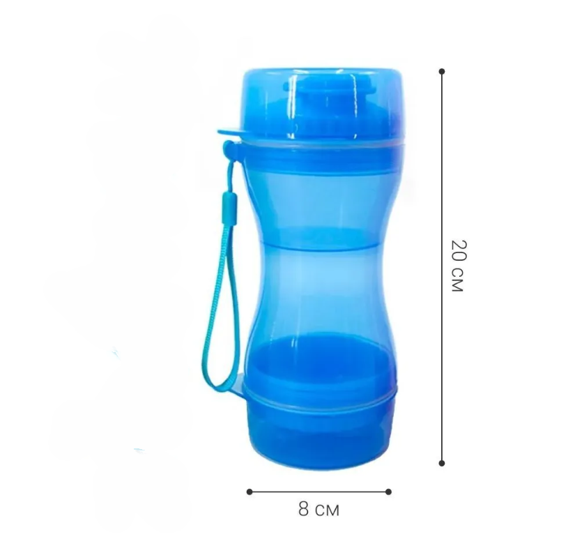 Дорожная бутылка поилка - кормушка для собак и кошек Pet Water Bottle 2 в 1 Розовый - фото 2 - id-p212276697