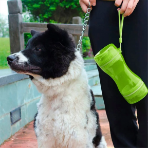 Дорожная бутылка поилка - кормушка для собак и кошек Pet Water Bottle 2 в 1 Зеленый - фото 1 - id-p212276699