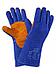 Краги сварщика перчатки сварочные летние защитные для сварки пятипалые спилковые кожаные рукавицы синие, фото 6