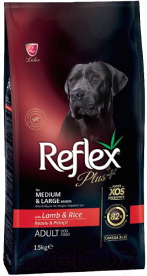 Сухой корм для собак Reflex Plus для средних и крупных пород с ягненком и рисом - фото 1 - id-p212316522