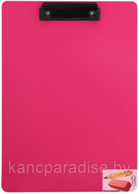 Папка-планшет с зажимом, без крышки Deli, A4, розовая, арт.F75202/р