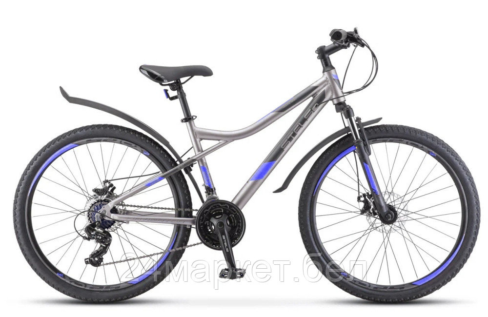 Велосипед 26 Stels Navigator 610 MD V050 (рама 16) (ALU рама) Антрацитовый/синий, LU091645 Stels - фото 1 - id-p212323458
