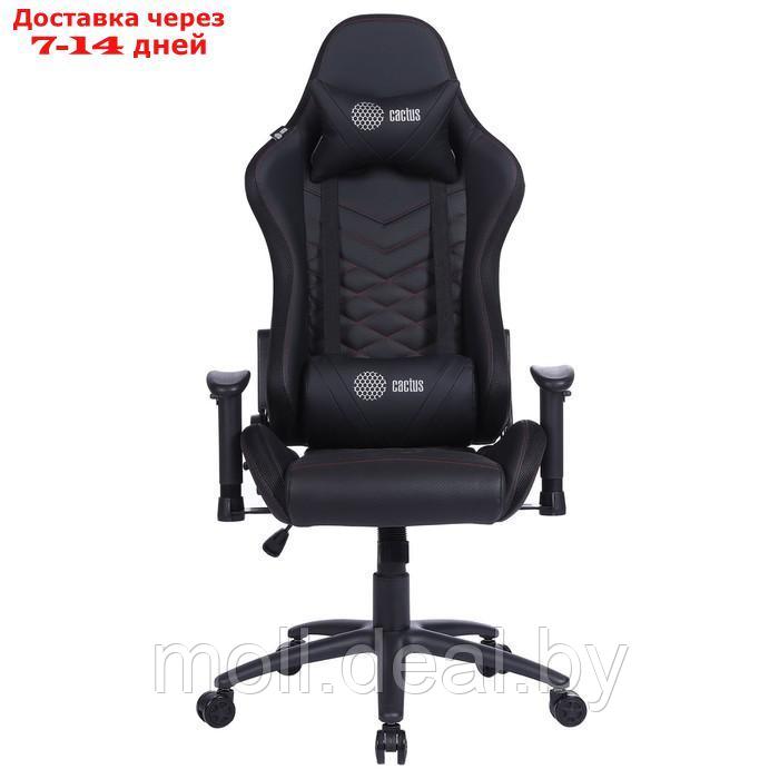 Игровое кресло Cactus CS-CHR-0099BLR, до 120 кг, экокожа, подсветка, черное - фото 2 - id-p212288501