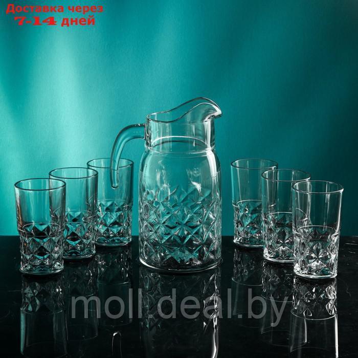 Набор кувшин с шестью стаканами из стекла, кувшин 2 л, стаканы 300 мл, Иран - фото 1 - id-p212288763