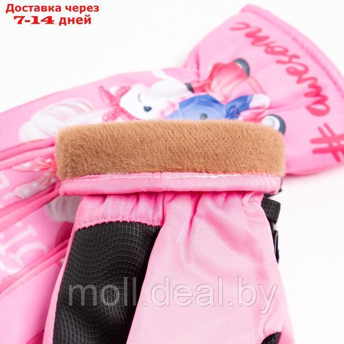 Перчатки детские, цвет розовый, размер 14 (4-6 лет) - фото 3 - id-p212284794
