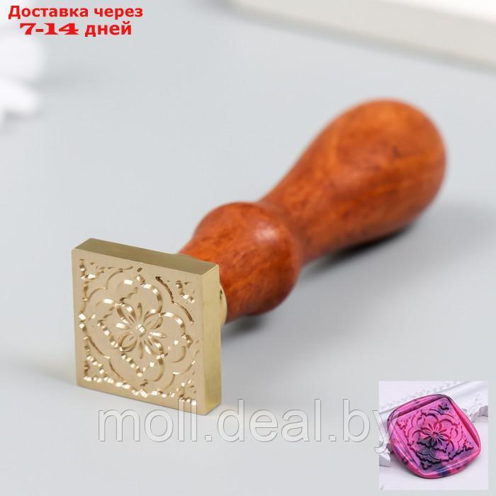 Печать для сургуча с деревянной ручкой "Ажурный цветок" 9х2,2х2,2 см