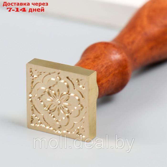Печать для сургуча с деревянной ручкой "Ажурный цветок" 9х2,2х2,2 см - фото 4 - id-p212286753