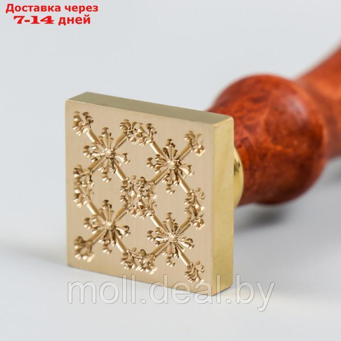 Печать для сургуча с деревянной ручкой "Цветы в узорах" 9х2,2х2,2 см - фото 4 - id-p212286754