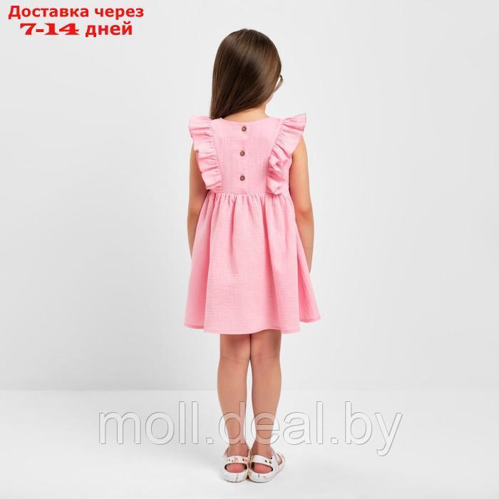 Платье детское с рюшей KAFTAN "Муслин", р.30 (98-104 см) розовый - фото 4 - id-p212287056