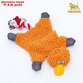 Игрушка текстильная "Косматая утка" , 32 х 19 см, оранжевая