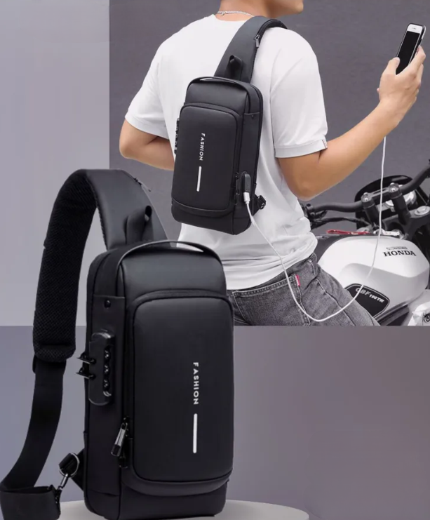 Сумка-рюкзак Fashion с кодовым замком и USB / Сумка слинг - фото 2 - id-p212409637