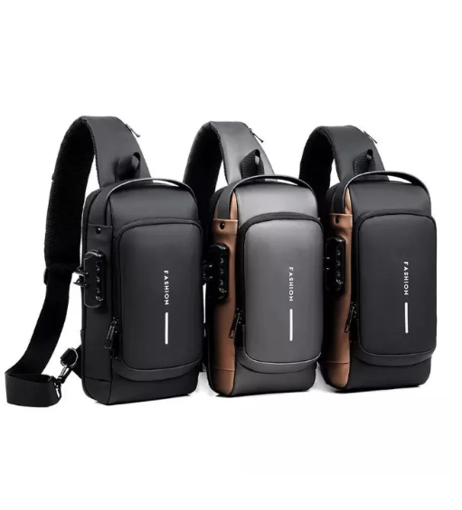Сумка - рюкзак через плечо Fashion с кодовым замком и USB / Сумка слинг / Кросc-боди барсетка - фото 1 - id-p212409637