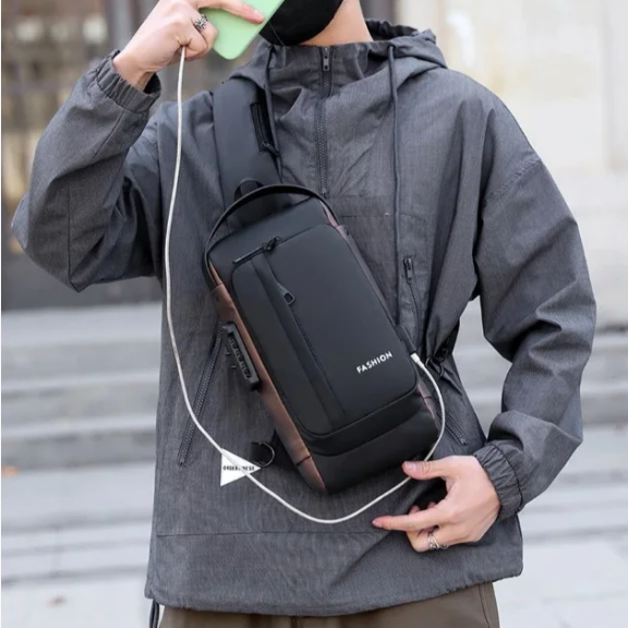 Сумка-рюкзак Fashion с кодовым замком и USB / Сумка слинг - фото 10 - id-p212409637