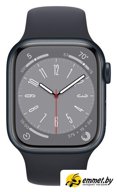 Умные часы Apple Watch Series 8 41 мм (алюминиевый корпус, полуночный/полуночный, спортивный силиконовый - фото 2 - id-p212409719
