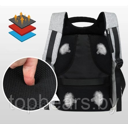 Рюкзак Bobby XL с отделением для ноутбука до 17 дюймов Антивор Серый - фото 6 - id-p179796413