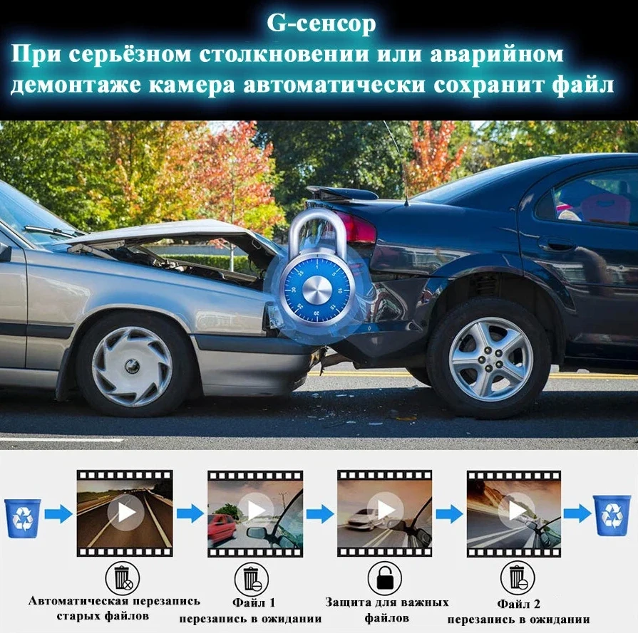 Видеорегистратор Vehicle BlackBOX DVR Dual Lens A68 с тремя камерами для автомобиля (фронт и салон+ камера - фото 4 - id-p212411524