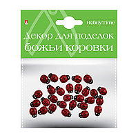 Декор из дерева, крашеный - Набор №11: Божьм коровки, 9х13 мм, "HobbyTime"