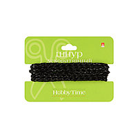 Шнур декоративный из экокожи, плетеный, круглый - Черный, D-3 мм, (2 м), "HobbyTime"