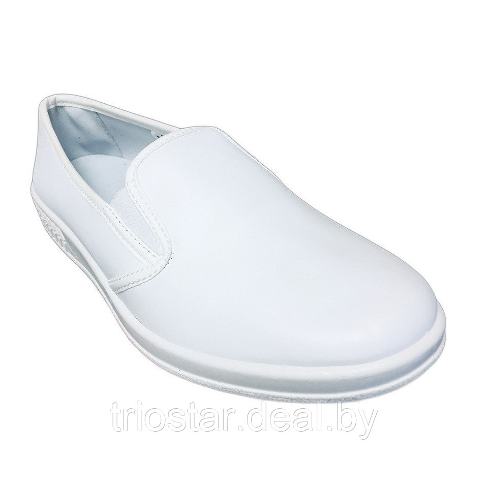 Туфли мужские белые кожаные без перфорации, Молдова 43 - фото 1 - id-p214676493
