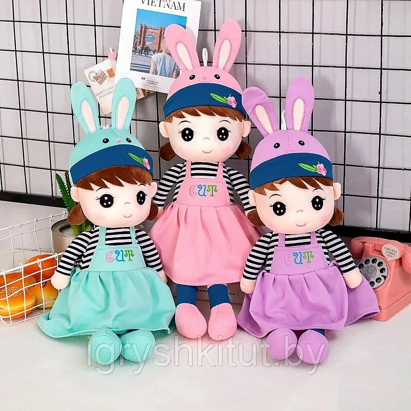 Мягкая игрушка Кукла Зайка, 40 см, разные цвета - фото 3 - id-p212426532